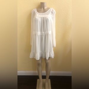 Entro sheer long sleeve beige dress size L